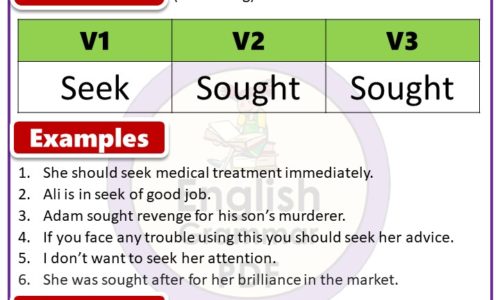 Past Tense of Seek, Past Participle Form of Seek, Seek V1 V2 V3 forms of verb pdf