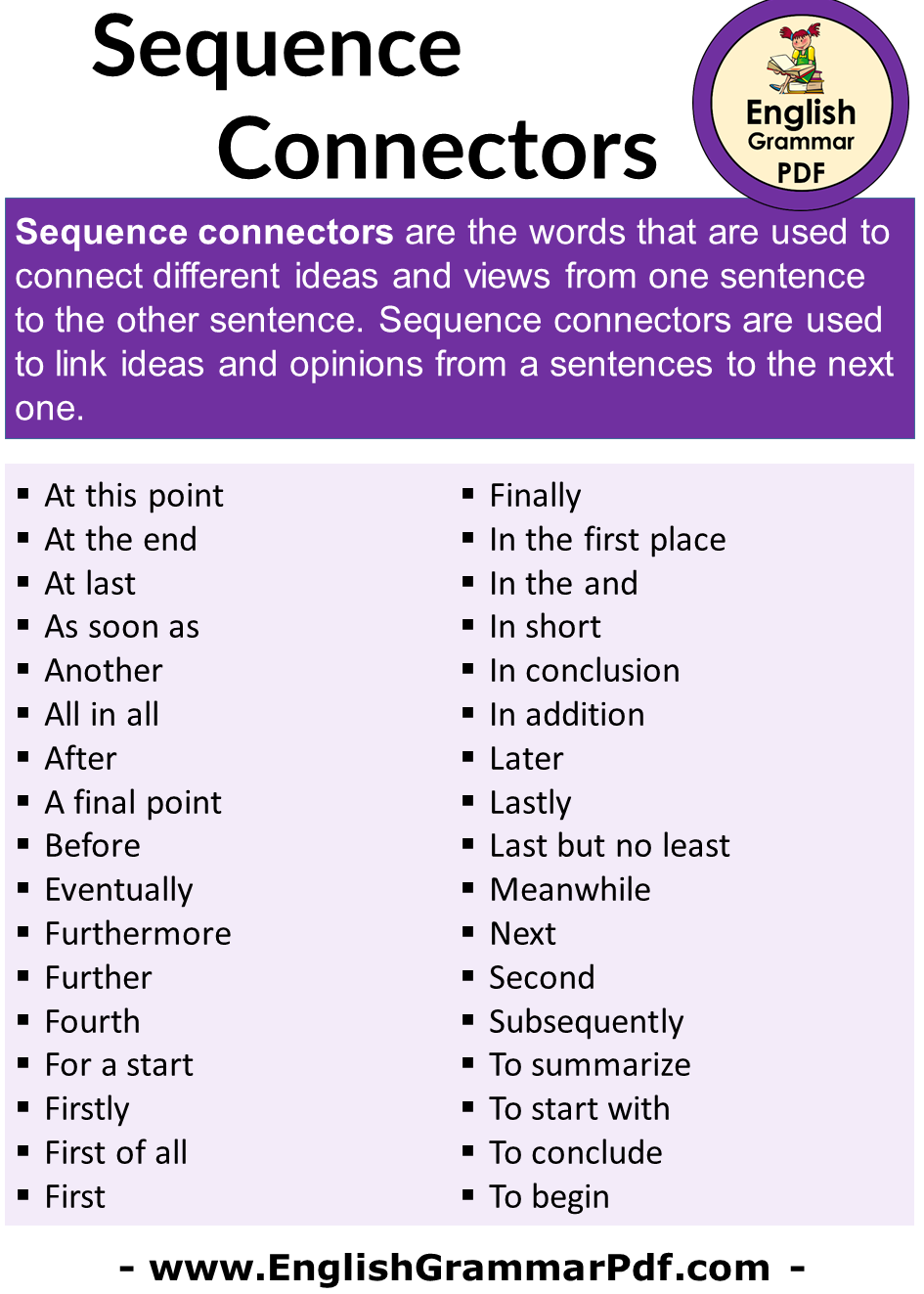 Sequence Connectors Definition and Examples