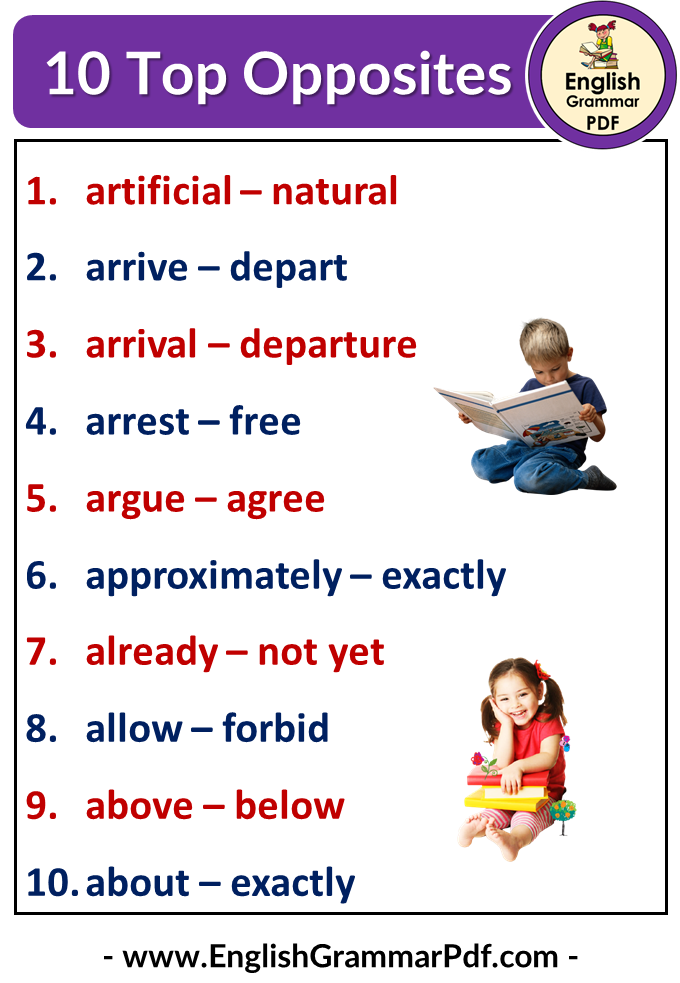 10 Opposite words in English