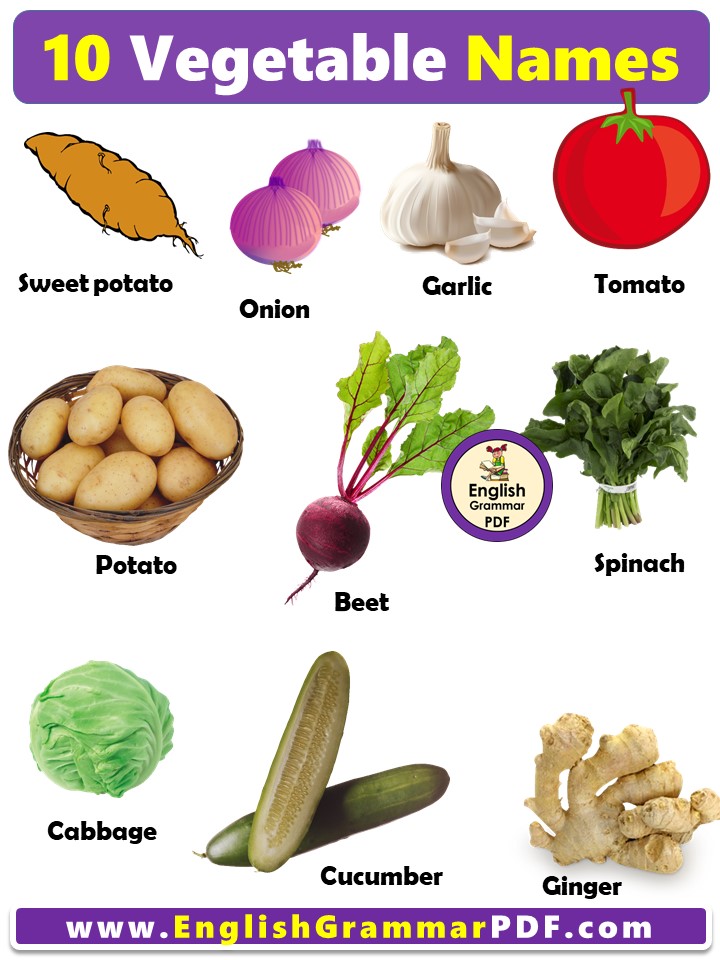 10 vegetable name in English