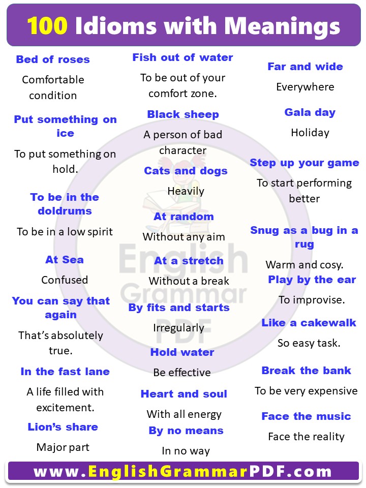 100 idioms and their meanings