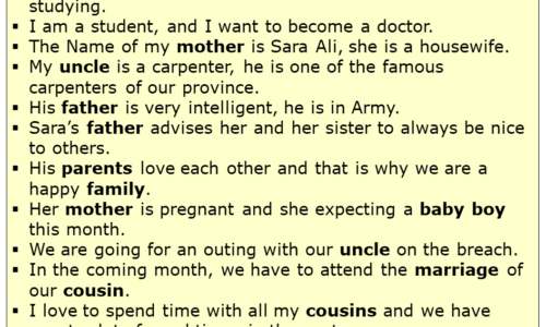 About My Family in English, 18 Example Sentences about Family