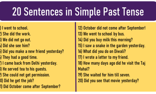 Example Sentences of Simple Past Tense (Download Pdf)