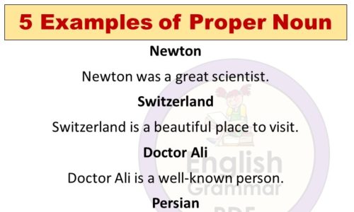 5 Examples of Proper noun in sentences PDF