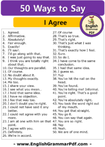 50 Other Ways To Say I Agree, English Phrases Examples