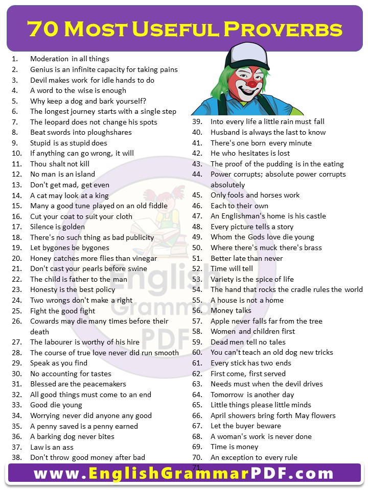 70 Most Useful Proverbs in English with PDF
