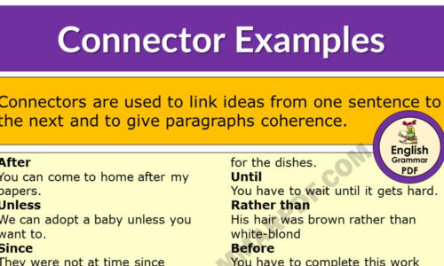 Connectors List and Example Sentences (Download PDF)