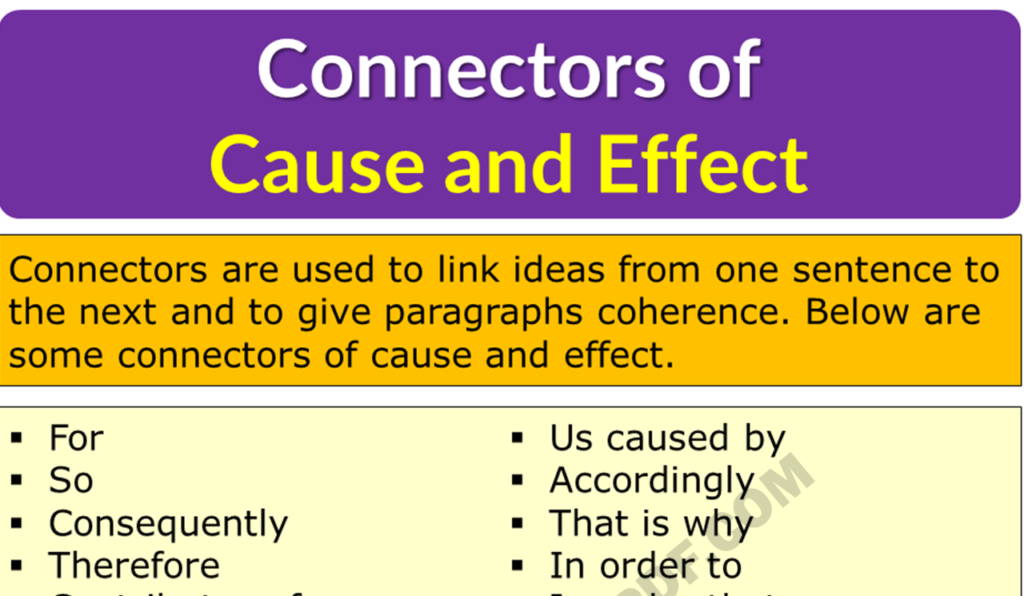 Connectors of Cause & Effect List