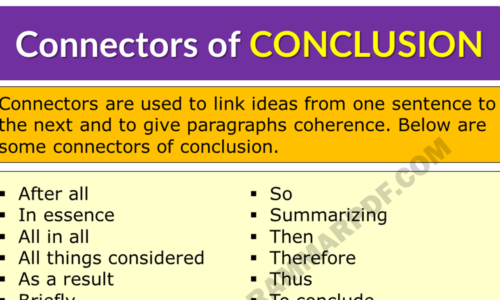 Connectors of Conclusion List with Examples (Download PDF)