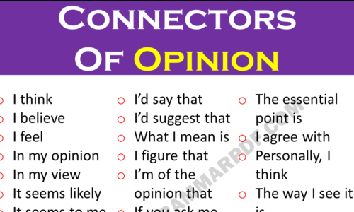 Connectors of Opinion List with Examples (Download PDF)