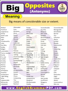 Opposite Of Big, Antonyms of Big, Meaning and Examples in english pdf