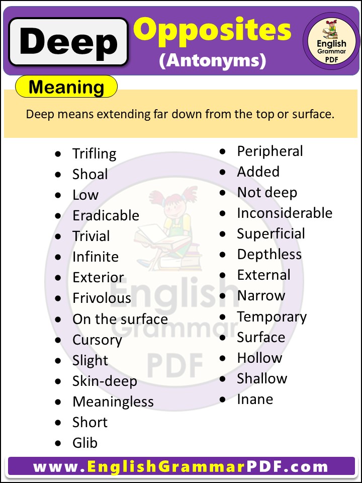 Opposite Of Deep, Antonyms of Deep, Meaning and Examples in english pdf