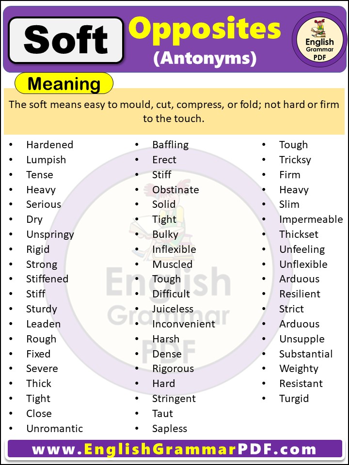 Opposite Of Soft, Antonyms of Soft, Meaning and Examples in english with pdf