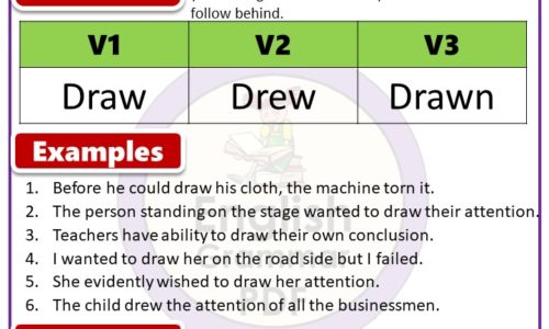 Past tense of Draw, Past Participle form of Draw, Draw V1 V2 V3 forms of Verb PDF