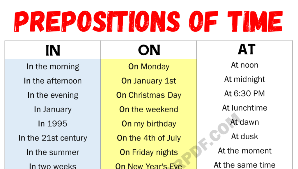 Prepositions of Time Copy