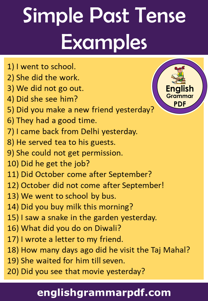 Simple Past Tense Examples