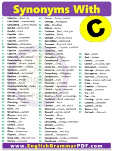 Synonym Words Starting with c