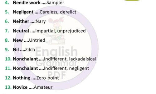 Synonym Words Starting with N – Download PDF