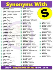 Synonym Words Starting with s