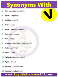 Synonym Words Starting with v