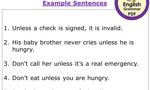 Uses UNLESS in English, 6 Example Sentences with Unless