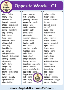 opposite words for class 1