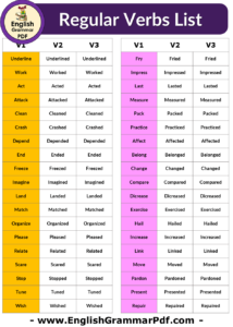 regular verbs list v1 v2 v3