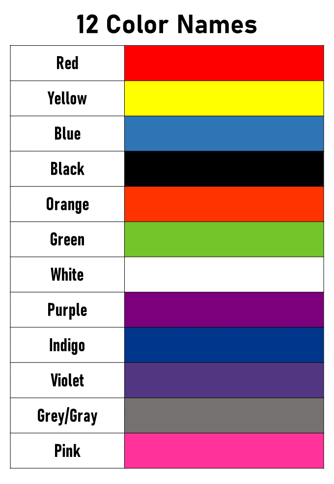 12 Color Names