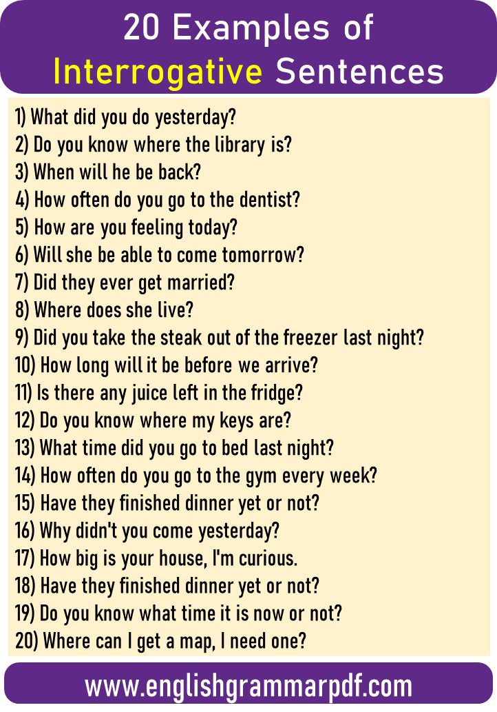 20 Examples of interrogative sentences