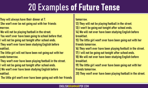 20 Example Sentences of Future Tense