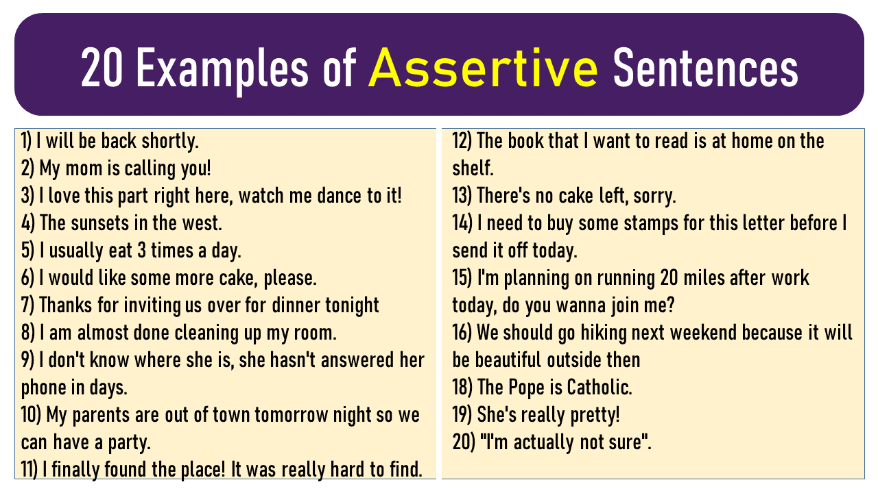 20 Examples Of Assertive Sentences English Grammar Pdf