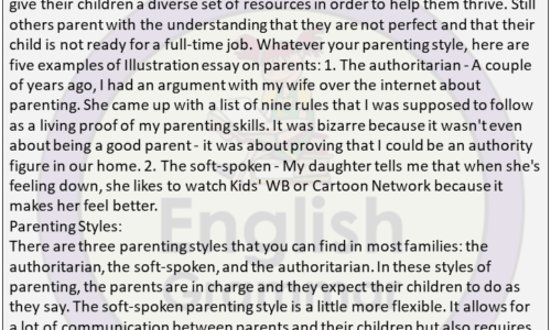 Example Illustration Essay On Parents (1200 Words Free Essay)