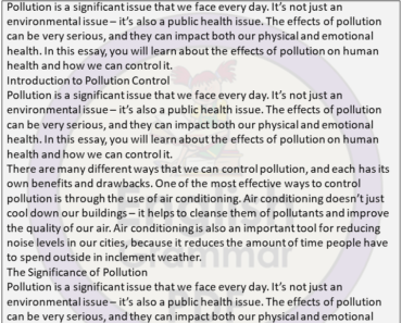 700 Words Essay Writing On Pollution Control (Free)