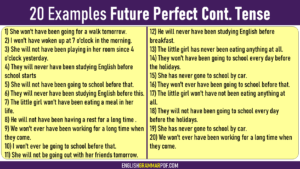 examples of future perfect continuous tense