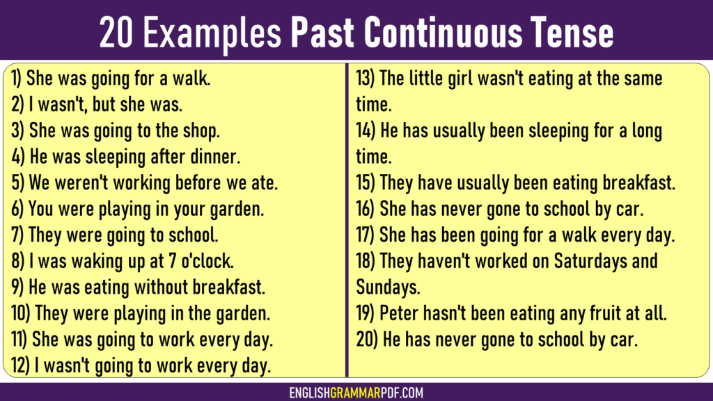examples of past continuous tense