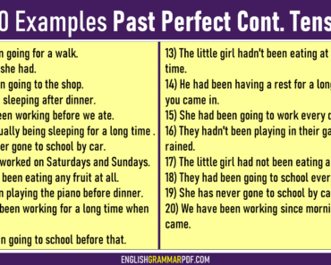 20 Examples of Past Perfect Continuous Tense