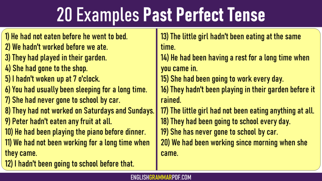 examples of past perfect tense