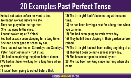 20+ Examples of Past Perfect Tense