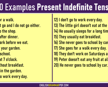 20 Examples of Present Indefinite Tense