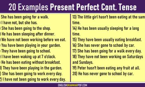 20 Examples of Present Perfect Continuous Tense