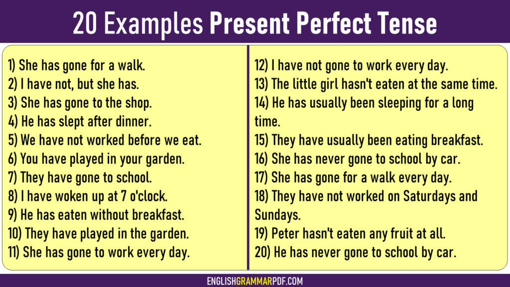 examples of present perfect tense