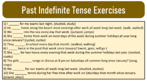 exercises of past indefinite tense