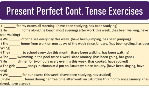 Present Perfect Continuous Tense (Formula, Exercises and Worksheets)