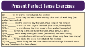 exercises of present perfect tense