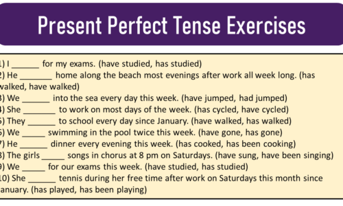 Present Perfect Tense (Formula, Exercises and Worksheets)