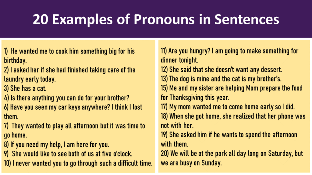 pronoun examples sentences