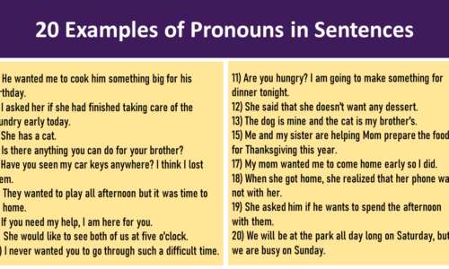 20 Examples of Pronoun in Sentences