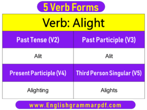 Alight Past Tense Present and Future Conjugations Alight V1 V2 V3