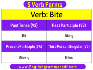 Bite Past Tense Present and Future Conjugations Bite V1 V2 V3