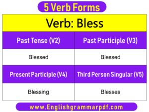 Bless Past Tense Present and Future Conjugations Bless V1 V2 V3